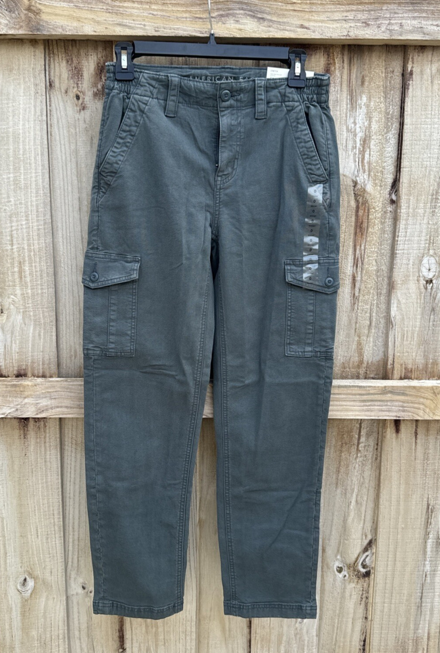 American Eagle Cargo Pants Army Green Stretch High Rise Gorpcore Size 0 25W